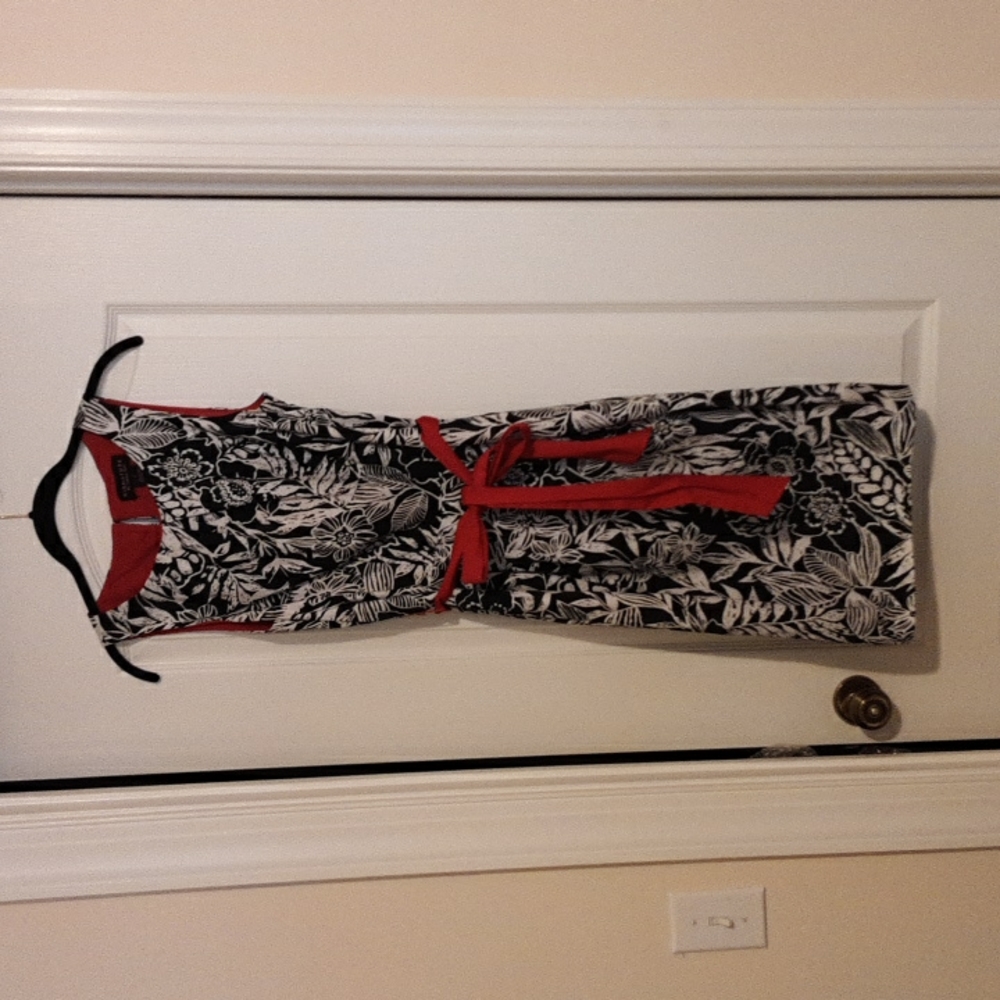 Signature by Robbie Bee Black, White, & Red Tropical Dress